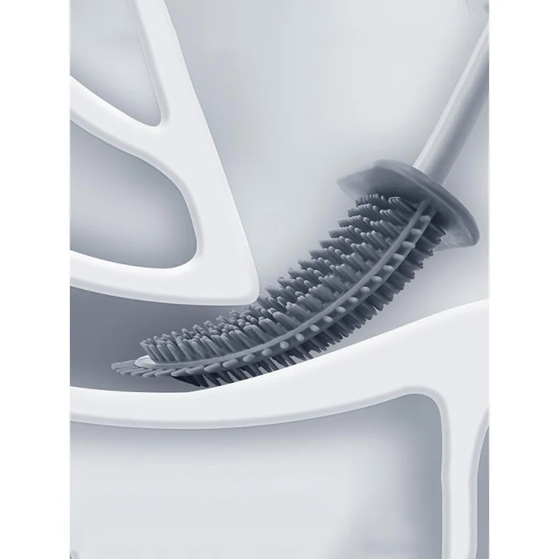 Wall-Mounted Toilet Brush Holder with Long Handle – Silicone, Waterproof, Quick-Drying & Soft Bristle