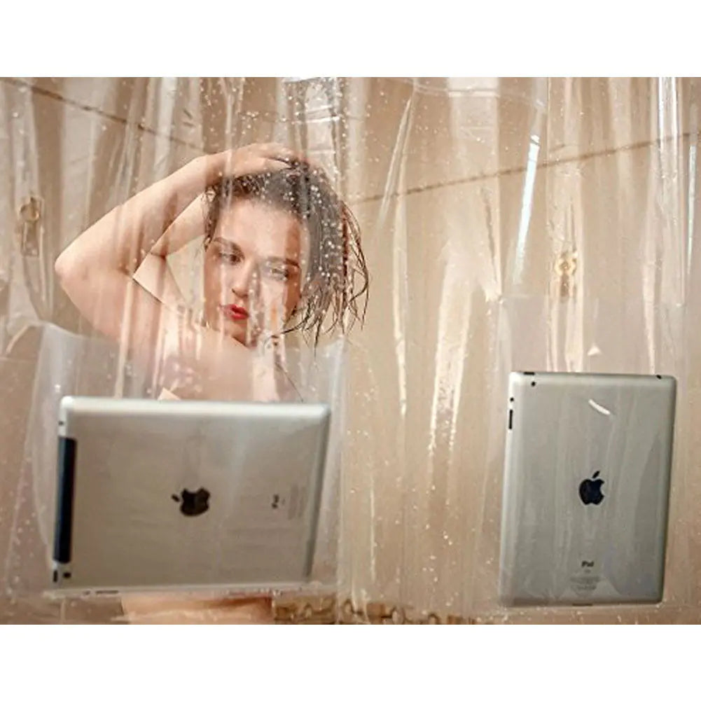Pocket Shower Curtain, Transparent Thick Waterproof Curtain