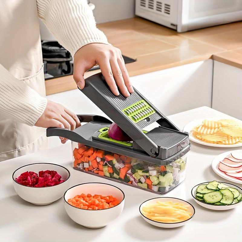 16-in-1 Vegetable Chopper & Slicer – Manual Food Processor with Interchangeable Blades - Perfect for Healthy Cooking & Fast Meal Prep