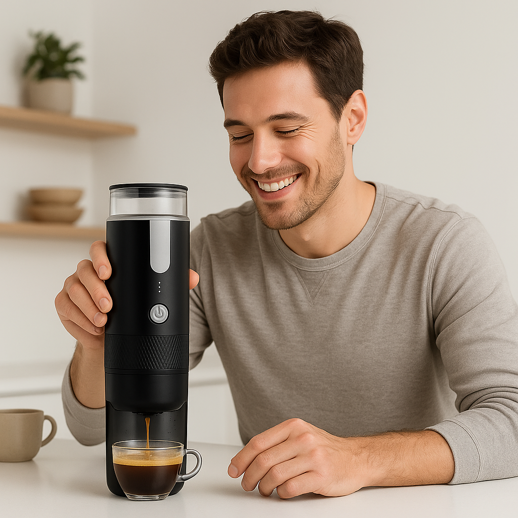 Portable Mini Espresso Maker – For Ground Coffee & Capsules / Compact & Travel-Friendly