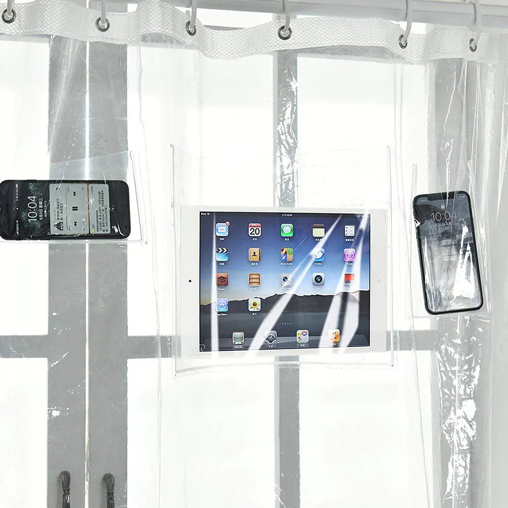 Pocket Shower Curtain, Transparent Thick Waterproof Curtain