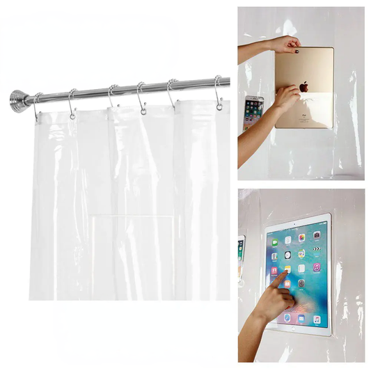 Pocket Shower Curtain, Transparent Thick Waterproof Curtain