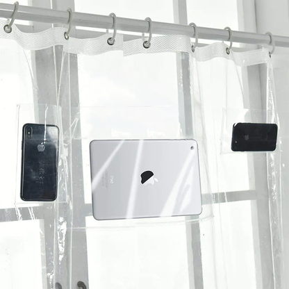 Pocket Shower Curtain, Transparent Thick Waterproof Curtain