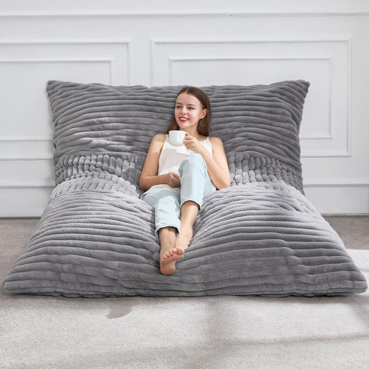 3-in-1 Convertible Bean Bag Chair – Floor Cushion with Washable Cover (56" x 76") for Adults & Living Room