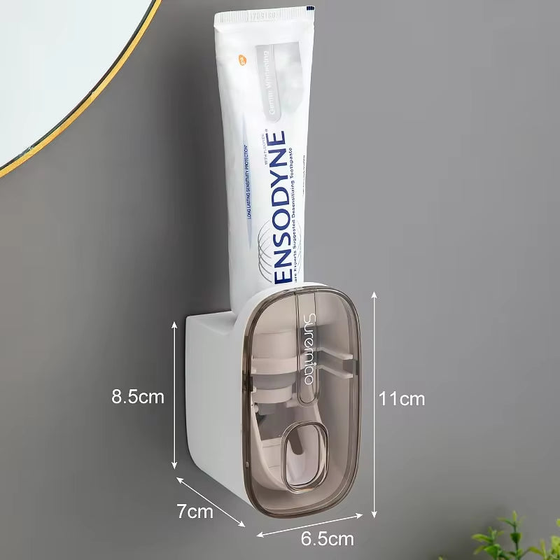 2-in-1 Automatic Toothpaste Dispenser & Toothbrush Holder / Hands-Free, Wall-Mounted | No Waste, Easy to Use | Modern Bathroom Accessory