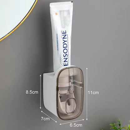 2-in-1 Automatic Toothpaste Dispenser & Toothbrush Holder / Hands-Free, Wall-Mounted | No Waste, Easy to Use | Modern Bathroom Accessory