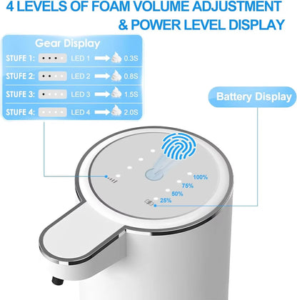 Touchless Foaming Soap Dispenser – USB Rechargeable, 4-Level Adjustable (380ml)