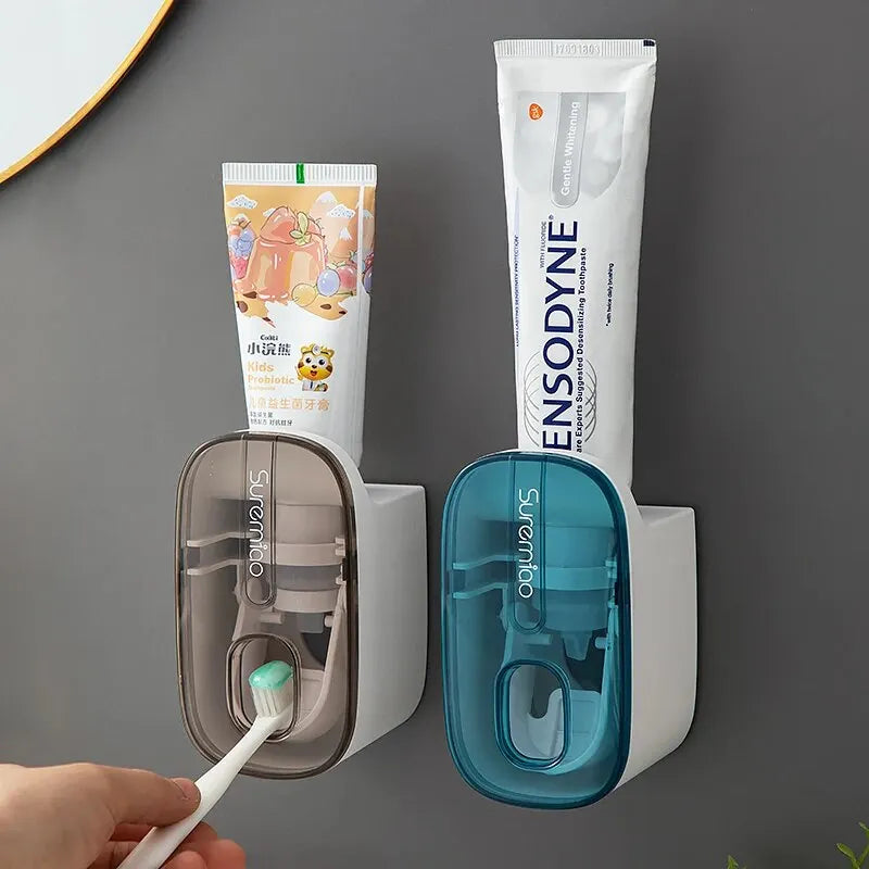 Automatic Toothpaste Dispenser – Wall-Mounted Bathroom Accessory with Toothbrush Holder