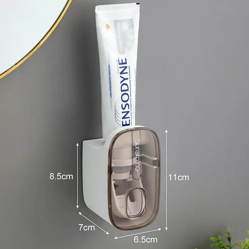 Automatic Toothpaste Dispenser – Wall-Mounted Bathroom Accessory with Toothbrush Holder