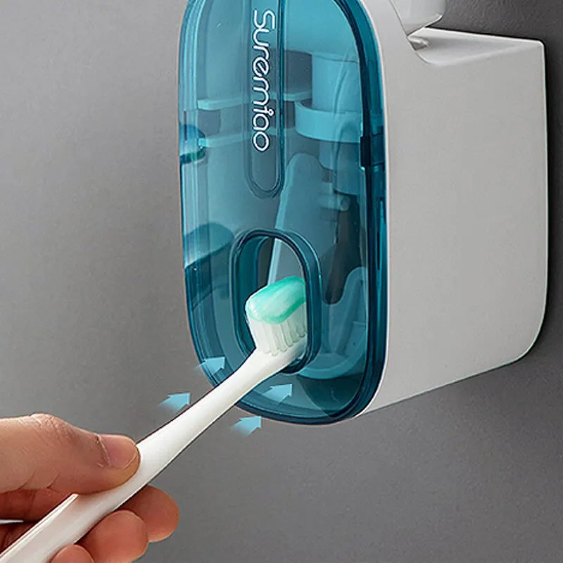 Automatic Toothpaste Dispenser – Wall-Mounted Bathroom Accessory with Toothbrush Holder