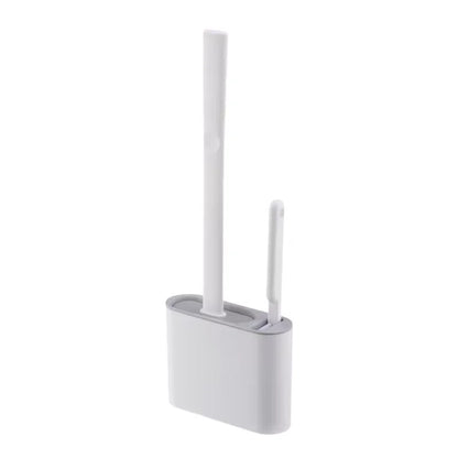 Wall-Mounted Toilet Brush Holder with Long Handle – Silicone, Waterproof, Quick-Drying & Soft Bristle