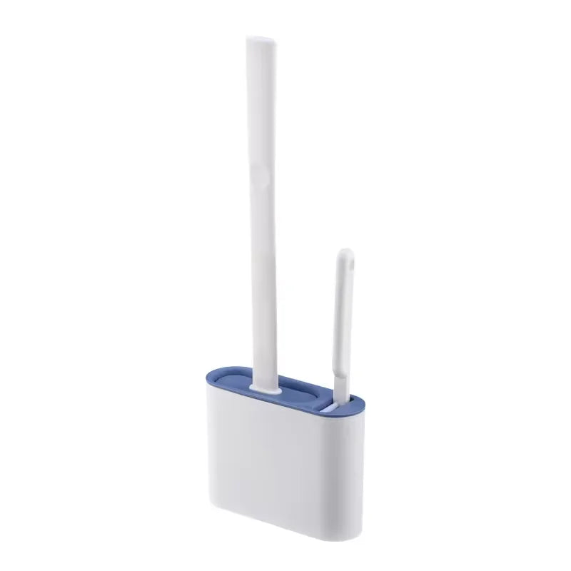 Wall-Mounted Toilet Brush Holder with Long Handle – Silicone, Waterproof, Quick-Drying & Soft Bristle