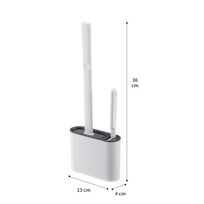 Wall-Mounted Toilet Brush Holder with Long Handle – Silicone, Waterproof, Quick-Drying & Soft Bristle