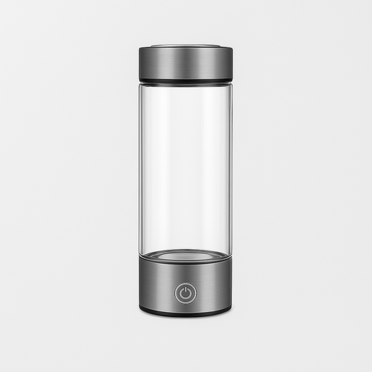 Portable Hydrogen Water Bottle – Quick Electrolysis, Glass & Stainless Steel, for Home, Office & Travel