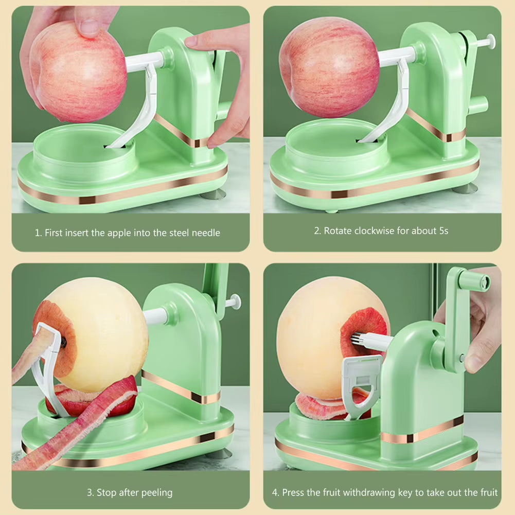 Manual Apple & Fruit Peeler – Hand Crank Kitchen Tool with Stainless Steel Blades
